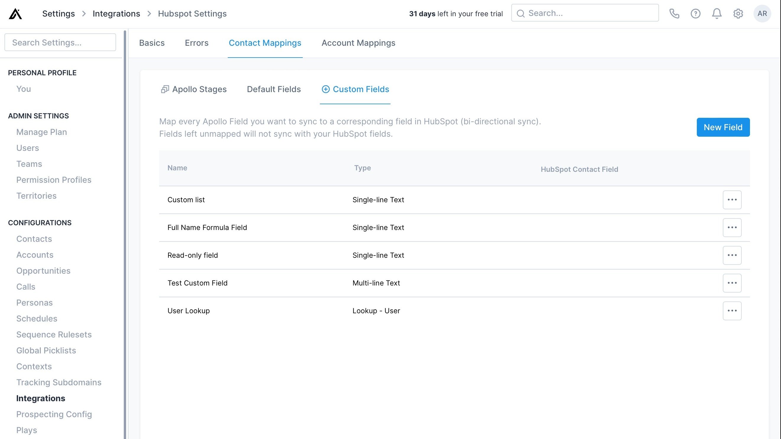 Create and sync custom fields
